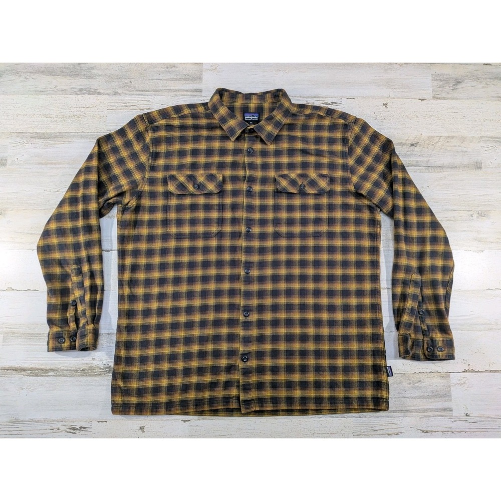 Patagonia Shirt Mens XXL 2XL Fjord Flannel Shadow Plaid Button Up 53947